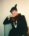 Marcia Talley wearing the obligatory hat--Malice Domestic, Agatha Tea, Bethesda, Maryland, 1996.