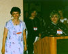 Marcia receives the Malice Domestic grant from Pam Reed, Chair of the Grants Committee, May 1998.