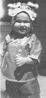 Baby Marcia Talley with a mask